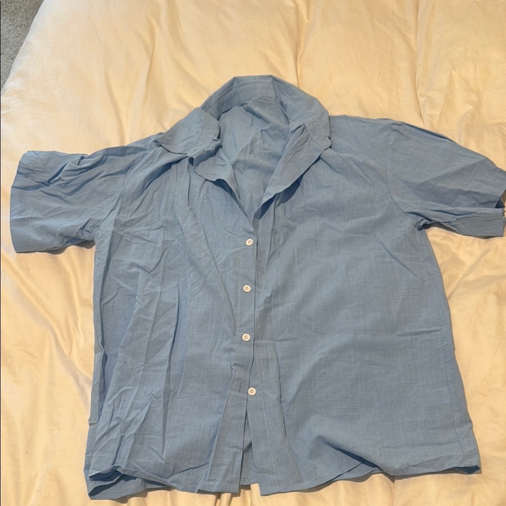 SHEIN Light Blue Button Down Shirt